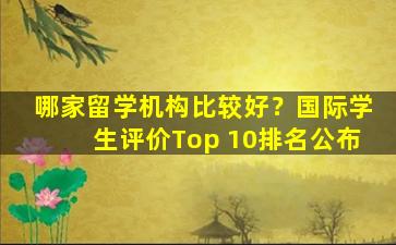 哪家留学机构比较好？国际学生评价Top 10排名公布